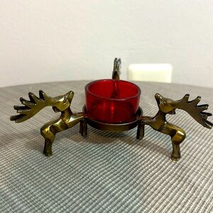 💚10 Aromatique Bronze Deer Votive Candle Holder & Glass 6” Diameter